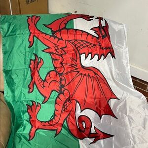 Welsh Flag with Red Dragon